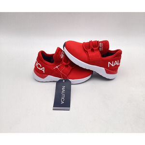 Nautica Kids Boys Girls Red Lightweight Athletic Slip on Bungee Sneakers Size 5C